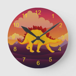 Stegosaurus Dinosaur Design Runde Wanduhr