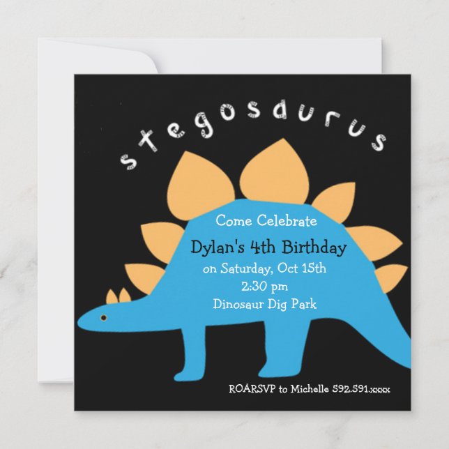 Stegosaurus Dinosaur Geburtstagsparty Einladungen (Vorderseite)