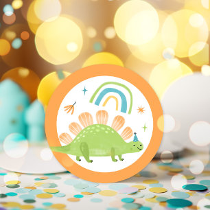 Stegosaurus Dinosaur Geburtstagsparty favorisiert Runder Aufkleber