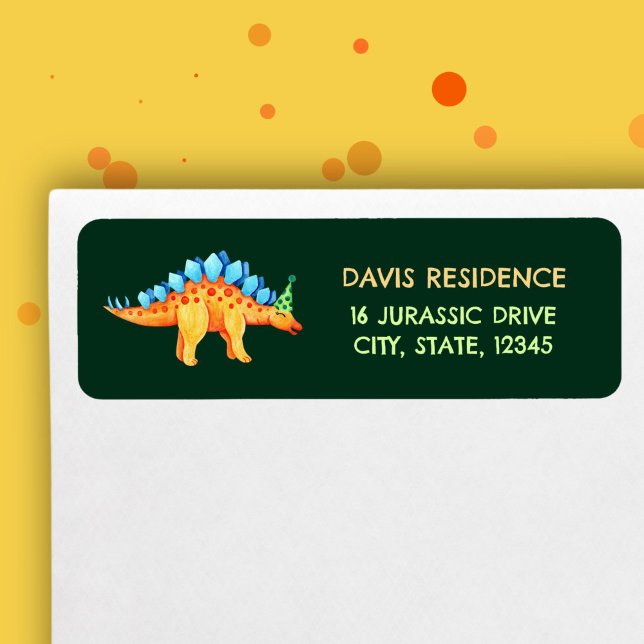 Stegosaurus Dinosaurier Boys Birthday Watercolor (Stegosaurus Dinosaur Boys Birthday Watercolor Label)