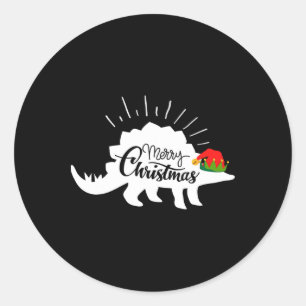 Stegosaurus Frohe Weihnachten Lustiger Dinosaurier Runder Aufkleber
