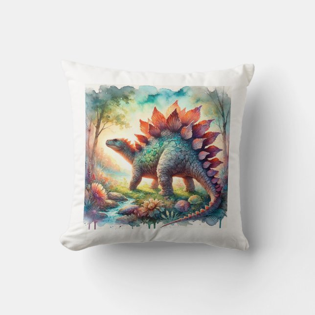 Stegosaurus in Watercolor 180724AREF126 - Watercol Kissen (Vorderseite)