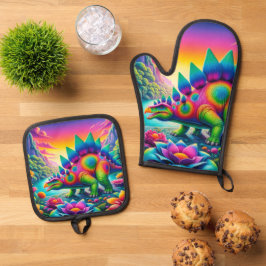 Stegosaurus Ofenhandschuh & Topflappen-Set