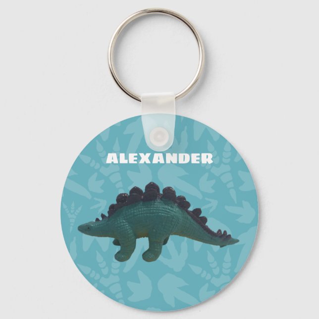 Stegosaurus Toy Dinosaurier Blau und Grün Schlüsselanhänger (Vorderseite)