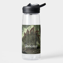 Stegosaurus und Deinonychus mit Namen Trinkflasche