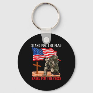 Steh für die Flagge Knie für das Kreuz Patriotisch Schlüsselanhänger