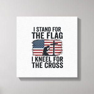Steh für die Flagge Knie für das Kreuz Shirt-Desig Leinwanddruck