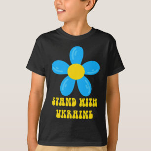 Steh mit Ukraine Blau und Gelbe Blume Solidarität T-Shirt