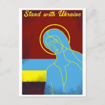 stehen mit der Ukraine "gelb blau" Frieden farbig