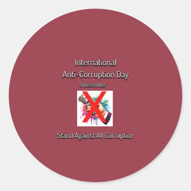 Stehen Sie allen Korruption entgegen. IACD Runder Aufkleber (Vorderseite)