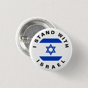Stehen Sie an Israel mit weißer blauer Flagge und  Button