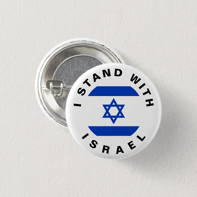 Stehen Sie an Israel mit weißer blauer Flagge und  Button (Vorne & Hinten)