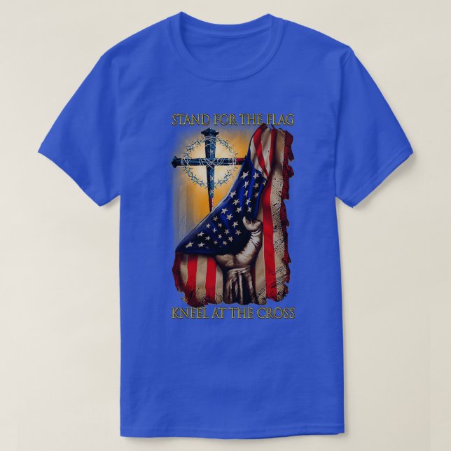 Stehen Sie auf der Flagge Jesus Christi Christen T-Shirt (Design vorne)