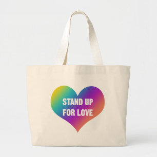 Stehen Sie auf für Liebe (Regenbogenherz) Jumbo Stoffbeutel