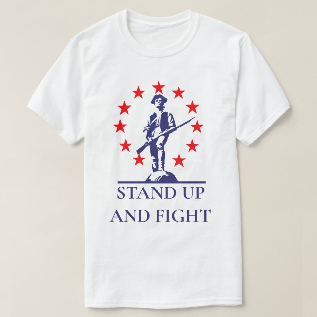 Stehen Sie auf und kämpfen Sie Lexington Minuteman T-Shirt (Design vorne)
