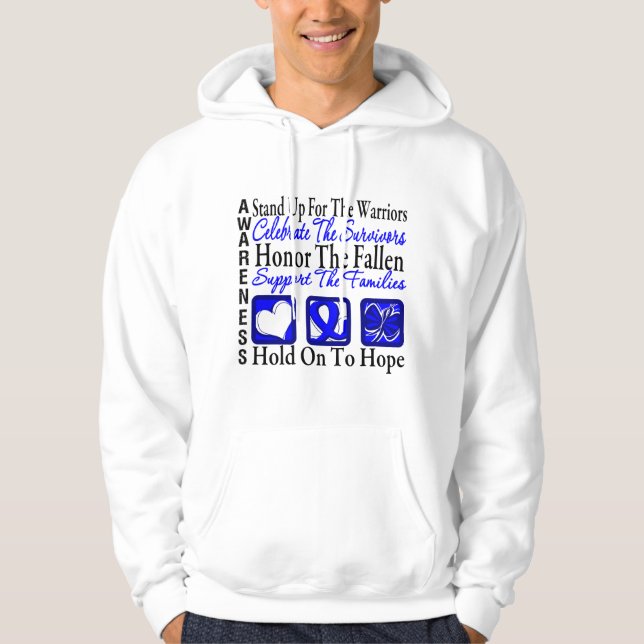 Stehen Sie feiern oben Ehrencollagen-Darmkrebs Hoodie (Vorderseite)