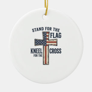 Stehen Sie für die Flagge Patriotisches Kreuzdesig Keramik Ornament