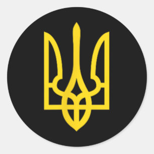 Stehen Sie mit dem Ukraine-Emblem-Symbol Unterstüt Runder Aufkleber