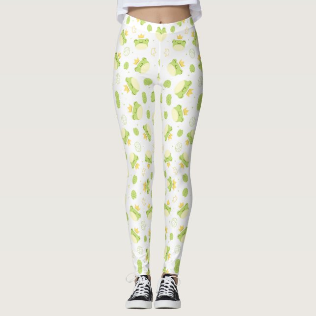 Stehen Sie mit Niedlichen Frosch- und Kronen-Leggi Leggings (Vorderseite)