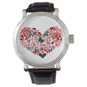 Stehen Sie mit ukrainischer Schrift und Herz Armbanduhr