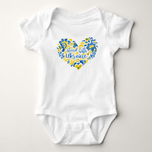 Stehen Sie mit ukrainischer Schrift und Herz Baby Strampler