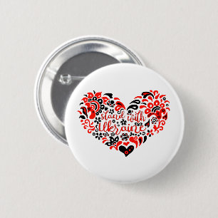 Stehen Sie mit ukrainischer Schrift und Herz Button