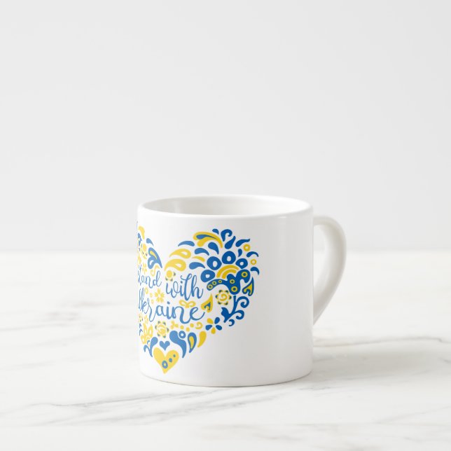 Stehen Sie mit ukrainischer Schrift und Herz Espressotasse (Vorderseite Rechts)