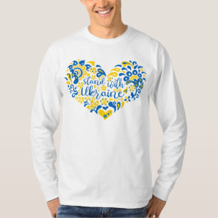 Stehen Sie mit ukrainischer Schrift und Herz T-Shirt