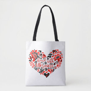 Stehen Sie mit ukrainischer Schrift und Herz Tasche