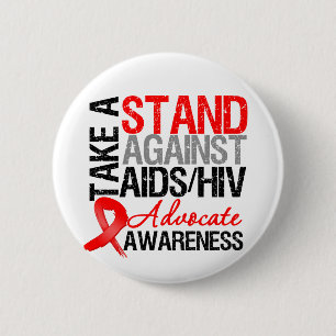 Stehen Sie sich gegen HIV/Aids ein Button