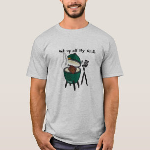 Stehen Sie weg von meinem Grill, großes grünes E T-Shirt