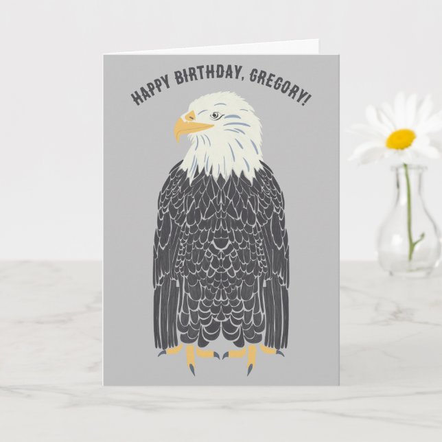 Stehend Bald Eagle Illustration Personalisiert Karte (Kleine Pflanze)