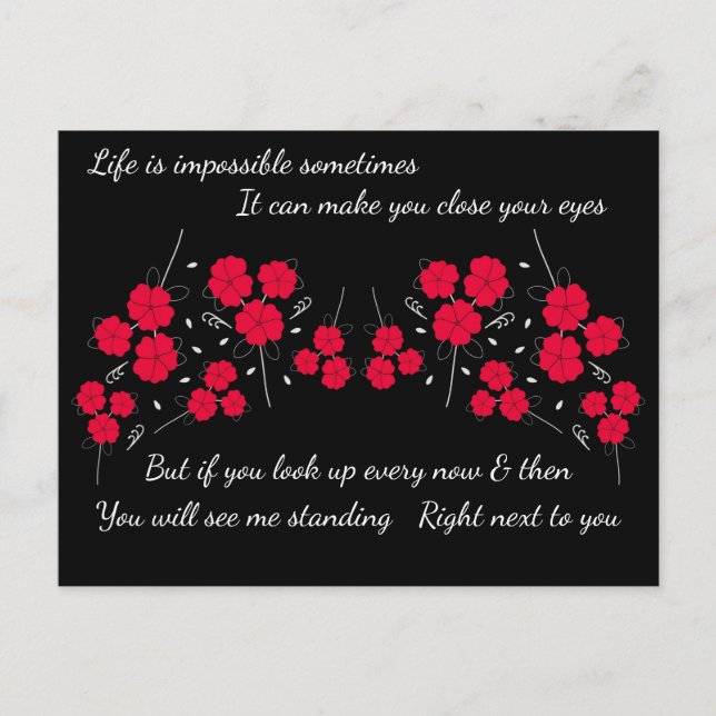 Stehend direkt neben Ihrer Ermutigung Postkarte (Vorderseite)