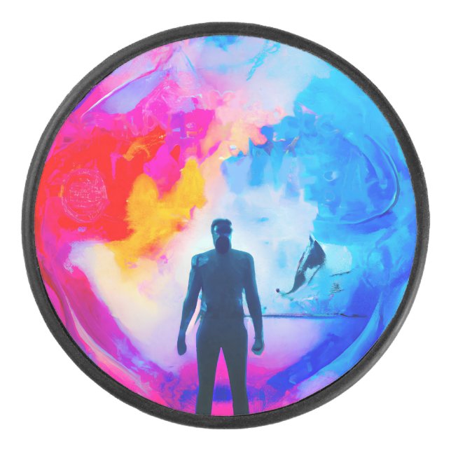 Stehend in Farben Eishockey Puck (Vorderseite)