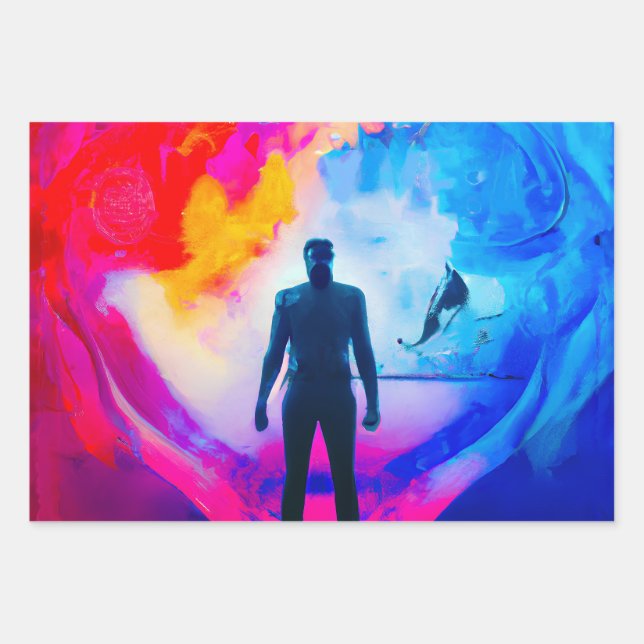 Stehend in Farben Geschenkpapier Set (Vorderseite)