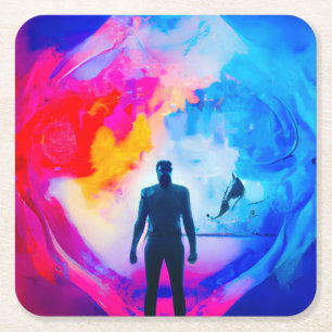 Stehend in Farben Rechteckiger Pappuntersetzer