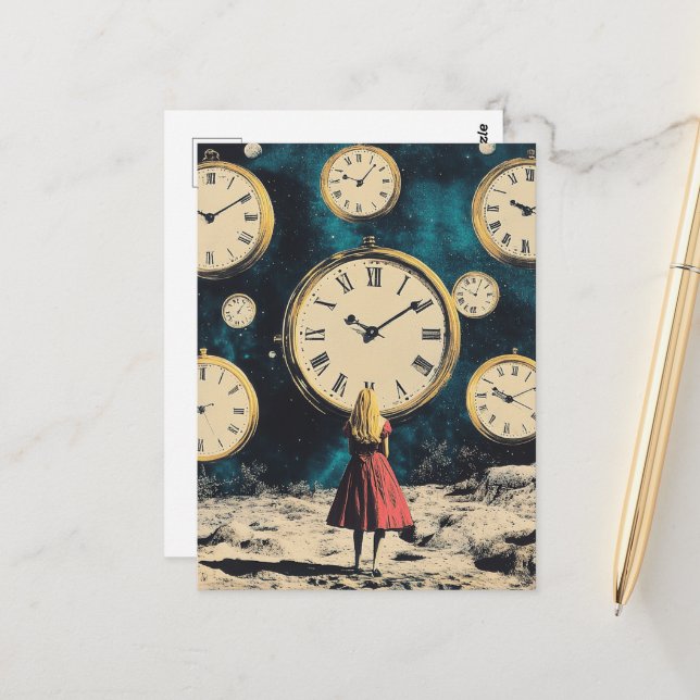Stehend in Time Surreal Postkarte (Vorderseite/Rückseite Beispiel)