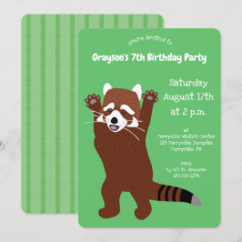 Stehend Red Panda Niedlich Green Custom Party Einladung
