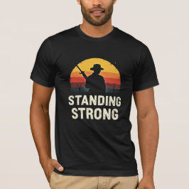 Stehend Starke Silhouette Veteran Sunset Vintag T-Shirt