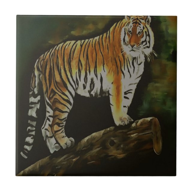 Stehend Tiger Safari Fliese (Vorderseite)