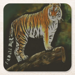 Stehend Tiger Safari Rechteckiger Pappuntersetzer