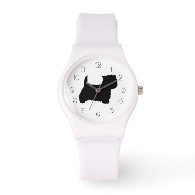 Stehend Westie Silhouette Armbanduhr (Vorderseite)