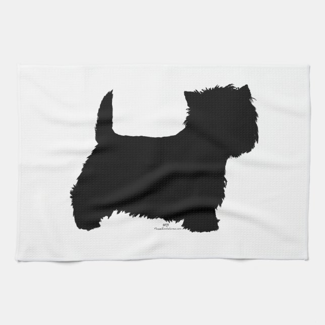Stehend Westie Silhouette Handtuch (Horizontal)