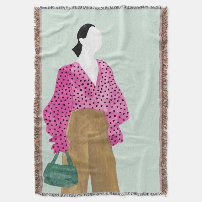 Stehende Fashion-Abbildung: Polka-Dot-Oberseite Decke (Vorderseite Vertikal)