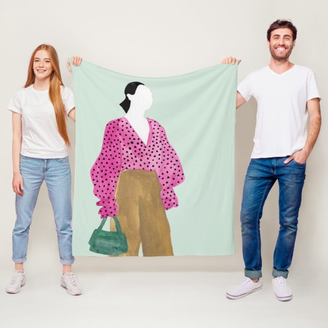 Stehende Fashion-Abbildung: Polka-Dot-Oberseite Fleecedecke (Beispiel)