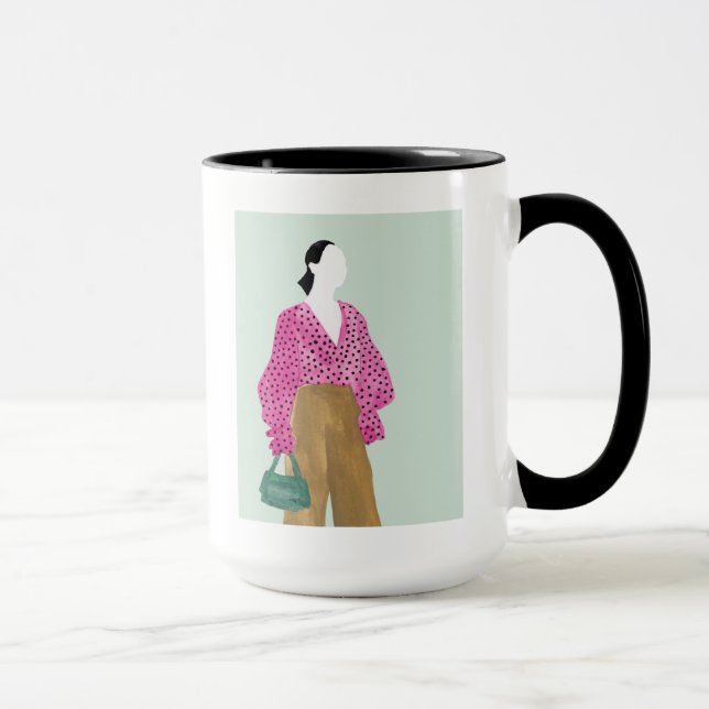 Stehende Fashion-Abbildung: Polka-Dot-Oberseite Tasse (Rechts)