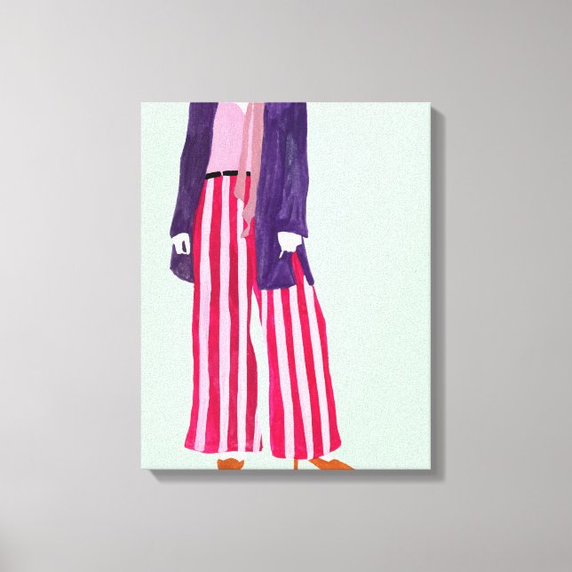 Stehende Fashion-Abbildung: Strickende Pants Leinwanddruck (Vorderseite)