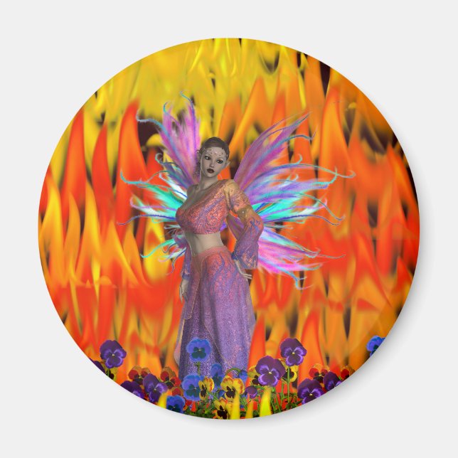 Stehende Flamme mit Blume Magnet (Vorne)
