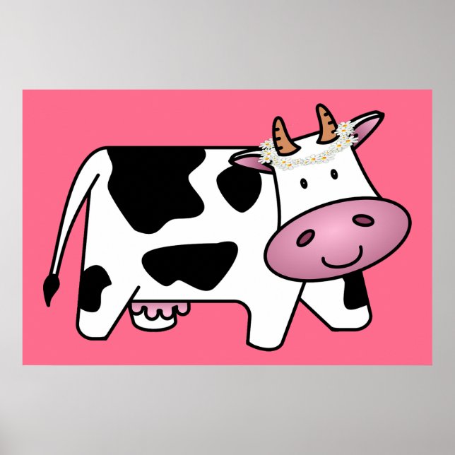 Stehende Kuh mit Milchkühe Poster (Vorne)