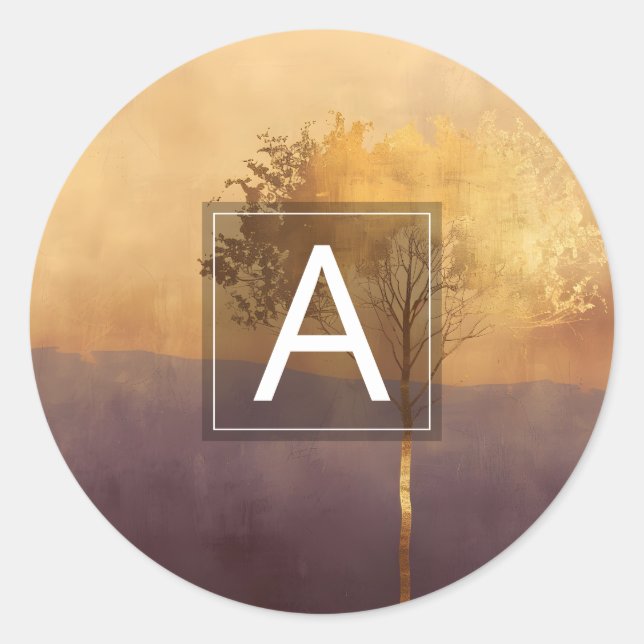 Stehende Leuchte | Minimalistischer Baum-Design  Runder Aufkleber (Vorderseite)